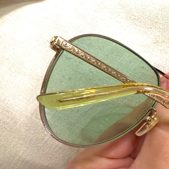 Gucci 59mm Aviator Sunglasses Green/Gold
